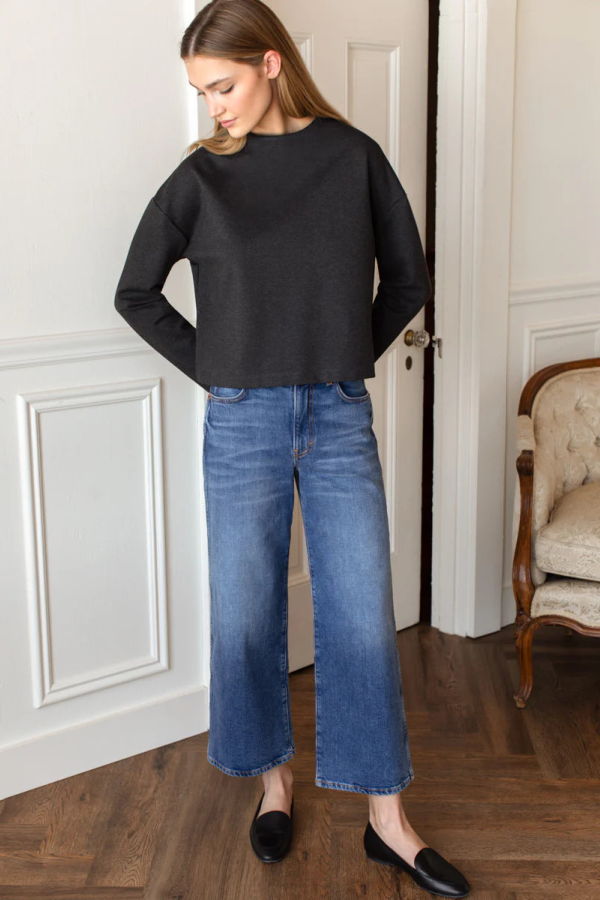 Emerson Fry Jewel Neck Top - Charcoal