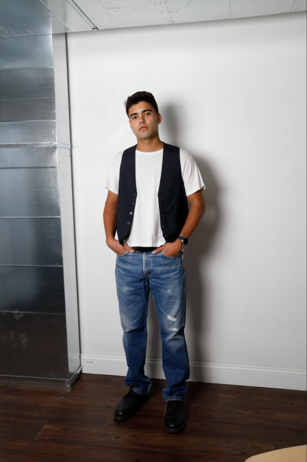 Vintage Pin Stripe Suit Vest - Dark Blue