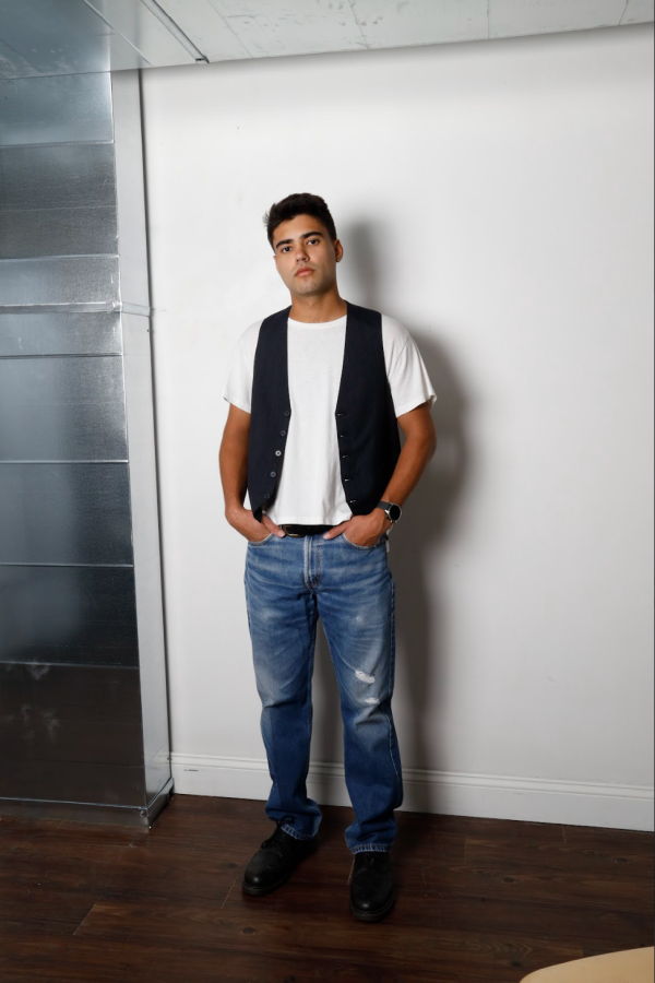 Vintage Pin Stripe Suit Vest - Dark Blue