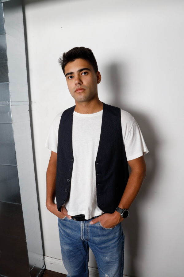 Vintage Pin Stripe Suit Vest - Dark Blue