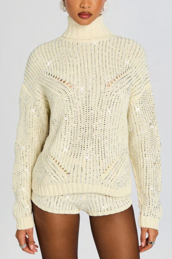 RETROFÊTE Camden Embellished Sweater - Ivory/Silver
