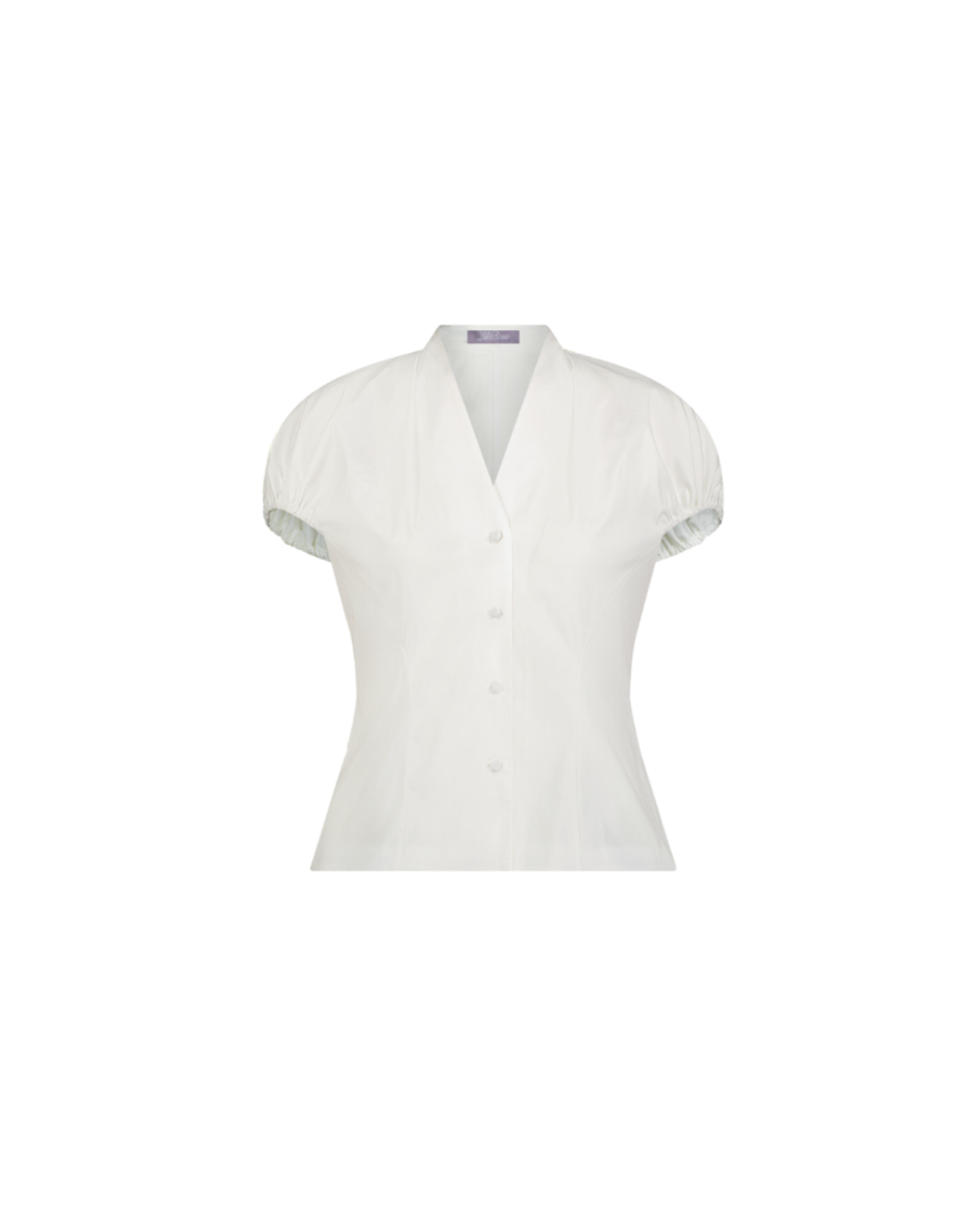 Lela Rose Cotton Poplin V-Neck Button Down Top - White - Image 1 of 3