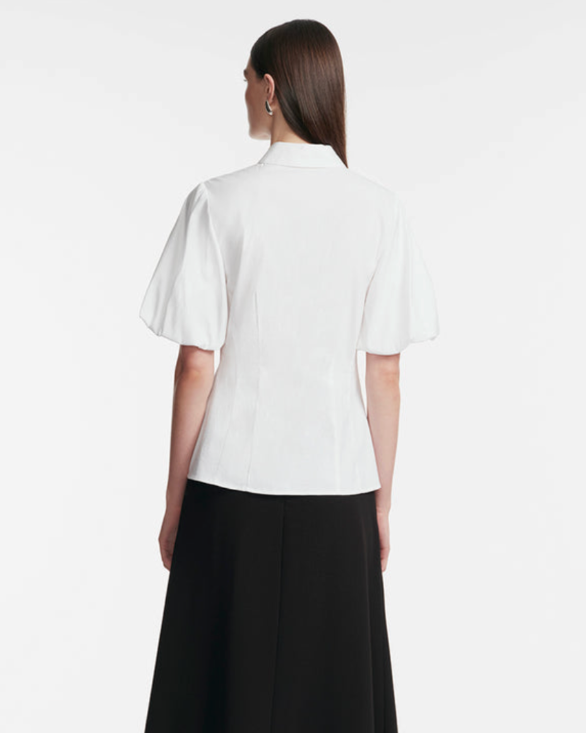 Lela Rose Cotton Poplin V-Neck Button Down Top - White - Image 3 of 3