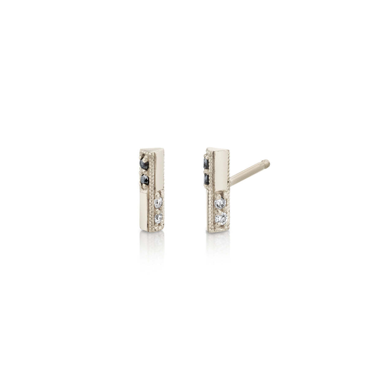 Lizzie Mandler Fine Jewelry Knife Edge Stud With Othello Switch Pave Earrings - Image 3 of 3