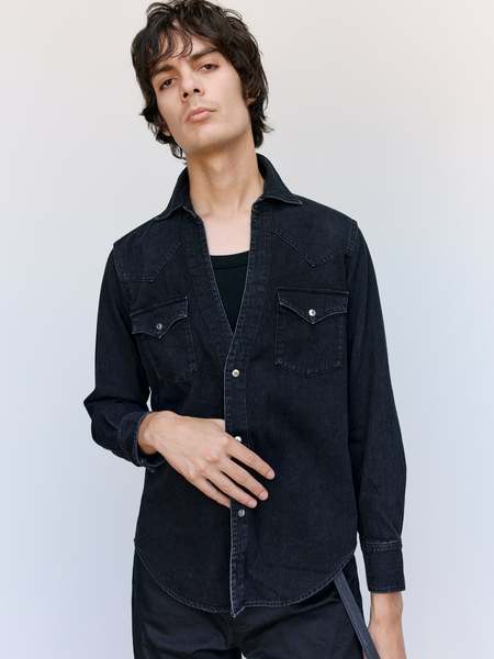 The Letters Western Cutting Short Shirt - Black Ombre Check