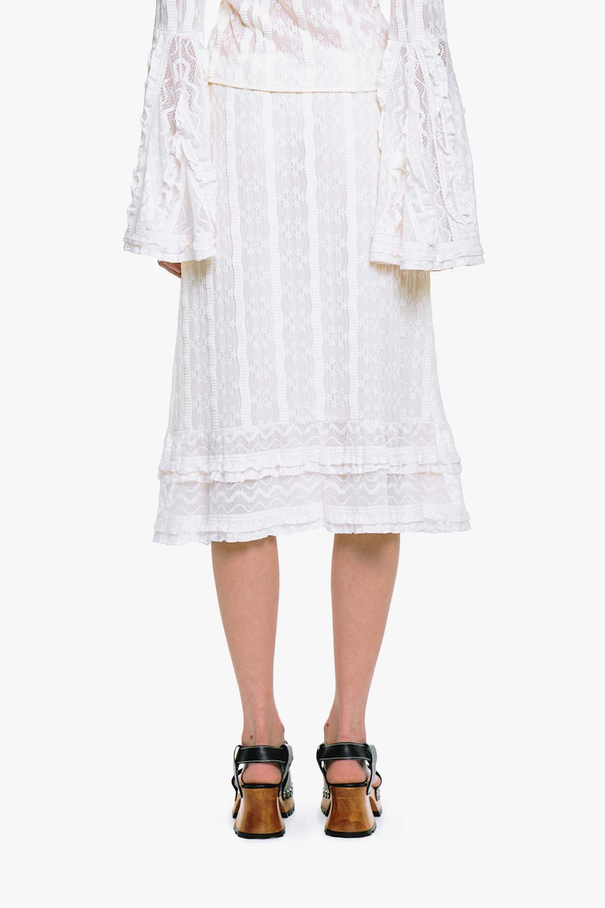 Anna Sui Floral Ruffle Stretch Lace Skirt - Image 5 of 8