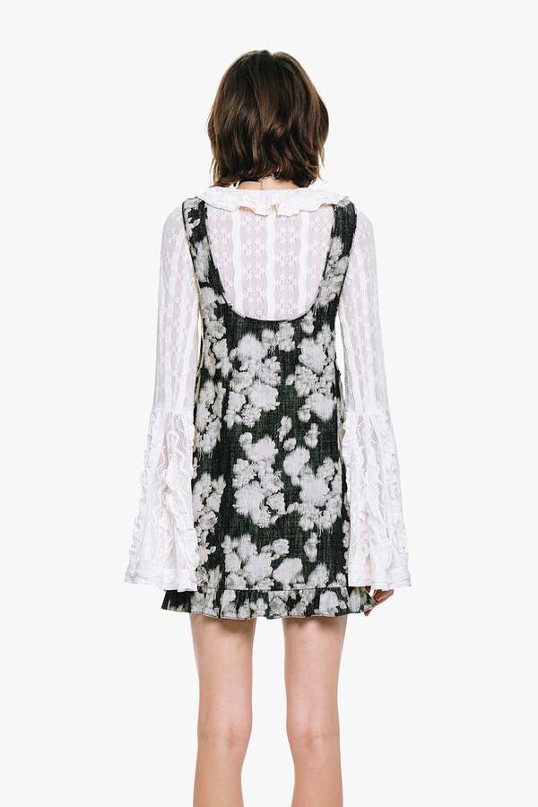 Anna Sui Rose Illusion Denim Ruffle Jumper