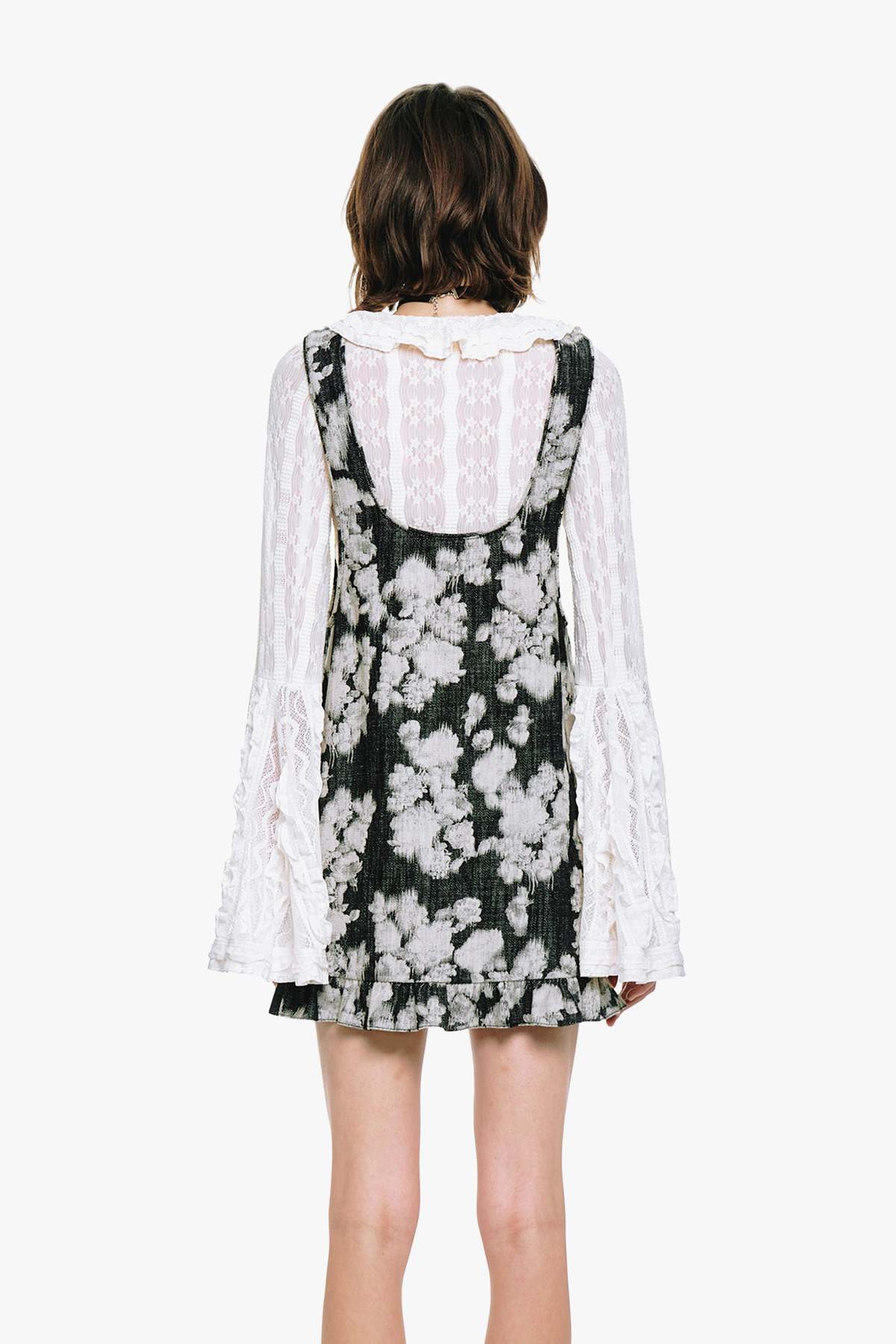 Anna Sui Rose Illusion Denim Ruffle Jumper - Image 5 of 8