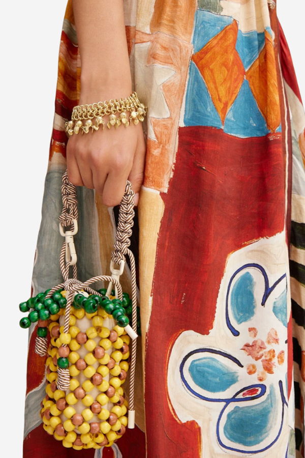 ALEMAIS Wood Bead Pineapple Mini Bag