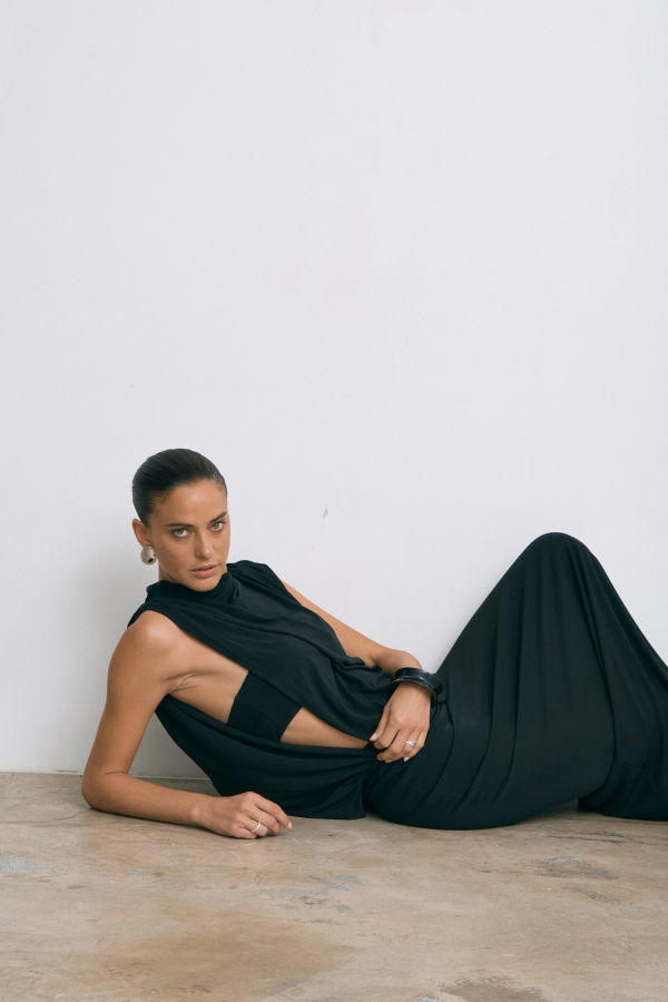 Third Form Fall Away Floor Length Dress - Onyx