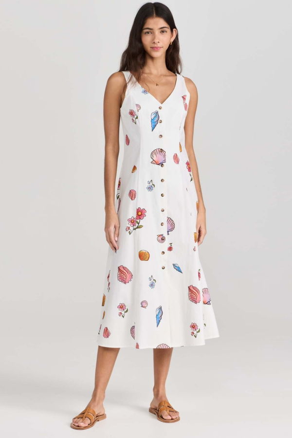 Ciao Lucia A Line Shell Print Midi Dress