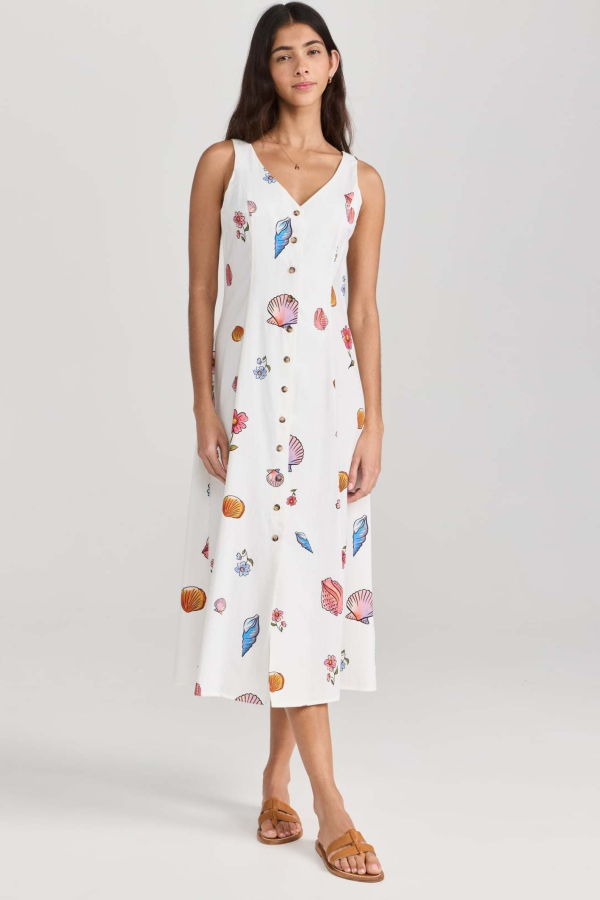 Ciao Lucia A Line Shell Print Midi Dress