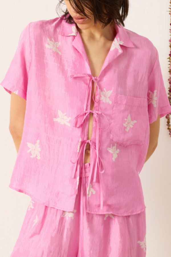 Alix Of Bohemia Styla Jasmin Tie Blouse - Med Pink