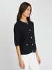 Autumn Cashmere Buttoned Elbow Sleeve Sweater Jacket Cardigan - Black - Thumbnail 2