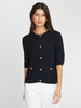 Autumn Cashmere Buttoned Elbow Sleeve Sweater Jacket Cardigan - Black - Thumbnail 5