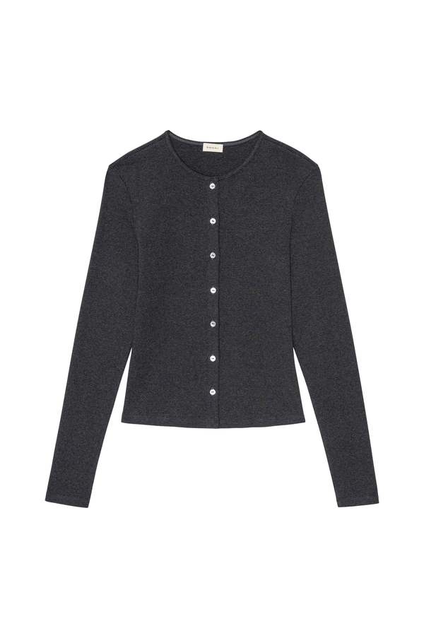 Donni. Baby Rib Cardigan - Charcoal Grey