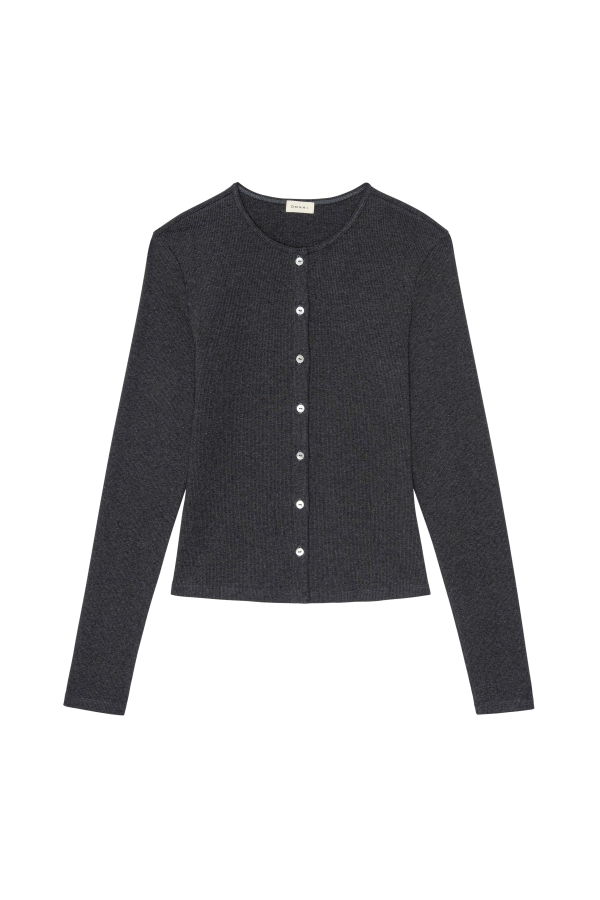 Donni. Baby Rib Cardigan - Charcoal Grey