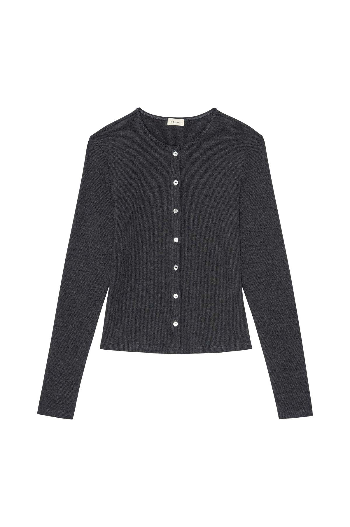 Donni. Baby Rib Cardigan - Charcoal Grey - Image 1 of 1