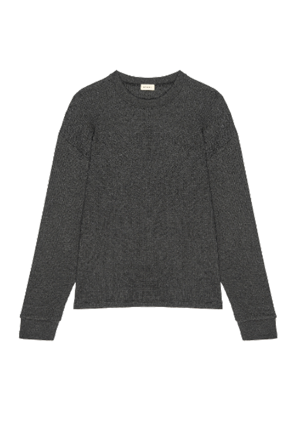 Donni. Thermal Crewneck Top - Charcoal Grey