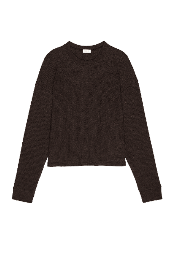 Donni. Thermal Crewneck Top - Espresso