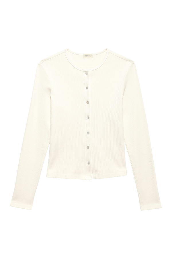 Donni. Baby Rib Cardigan - Creme
