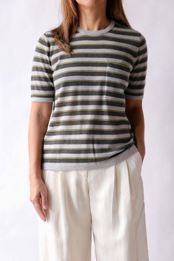 TWP Striped True Crewneck Top - Beetle Multi