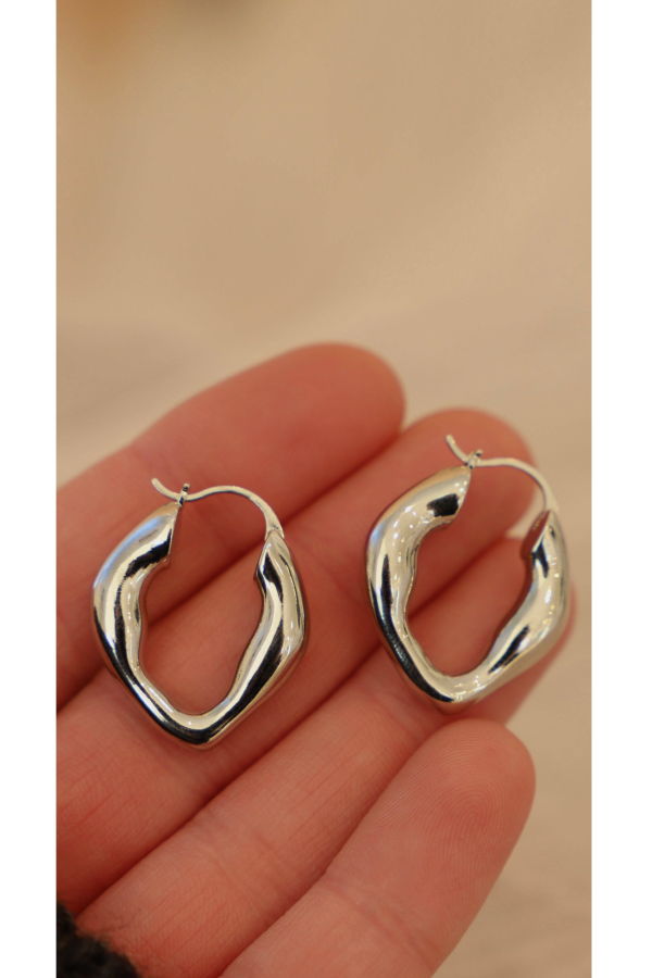 Katie Waltman Jewelry Organic Silver Hoops Earrings - Silver