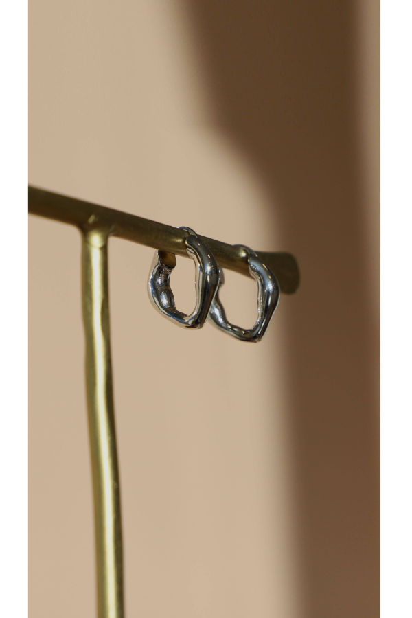 Katie Waltman Jewelry Organic Silver Hoops Earrings - Silver