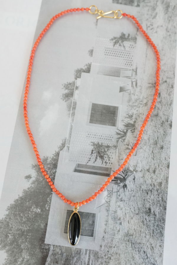 Beatriz Palacios Coral and Onyx Necklace
