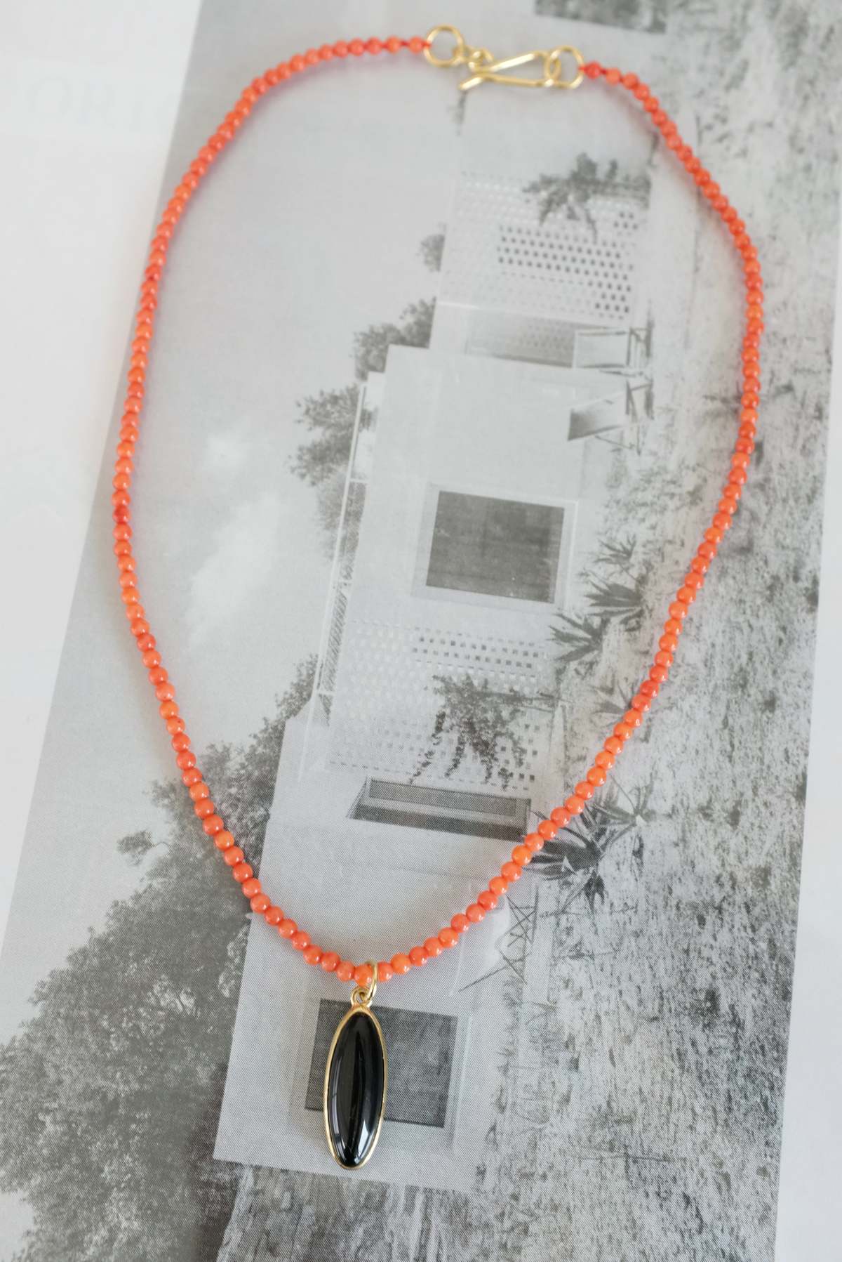 Beatriz Palacios Coral and Onyx Necklace - Image 1 of 4