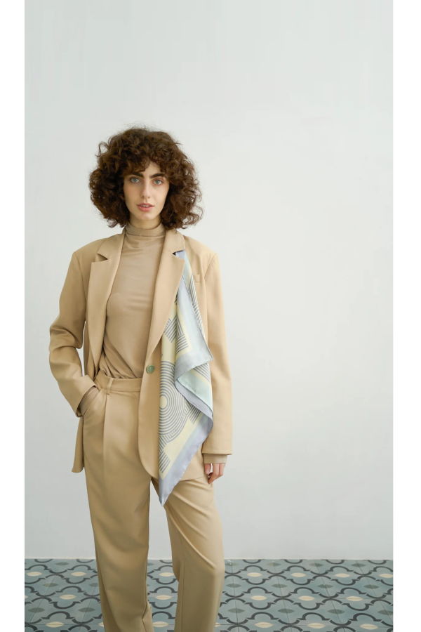 Lost Pattern Linear Language Silk Bandana Scarf