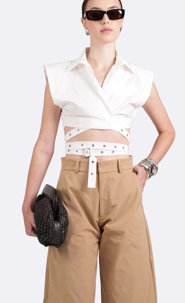 Nonchalant Label Terry Crop Top - White Nonchalant Label Terry Crop Top - White