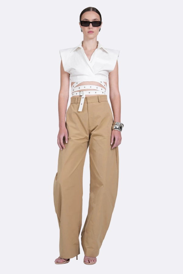 Nonchalant Label Terry Crop Top - White