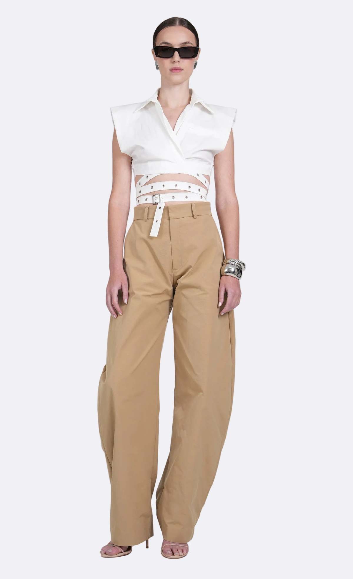 Nonchalant Label Terry Crop Top - White - Image 2 of 4