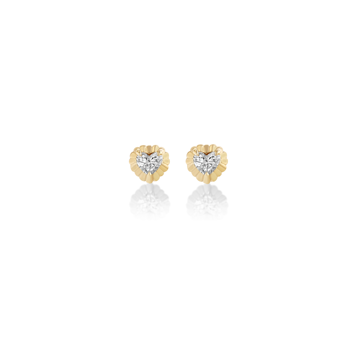 Lizzie Mandler Fine Jewelry Mini Fluted Button Studs Heart Earrings - Image 1 of 3