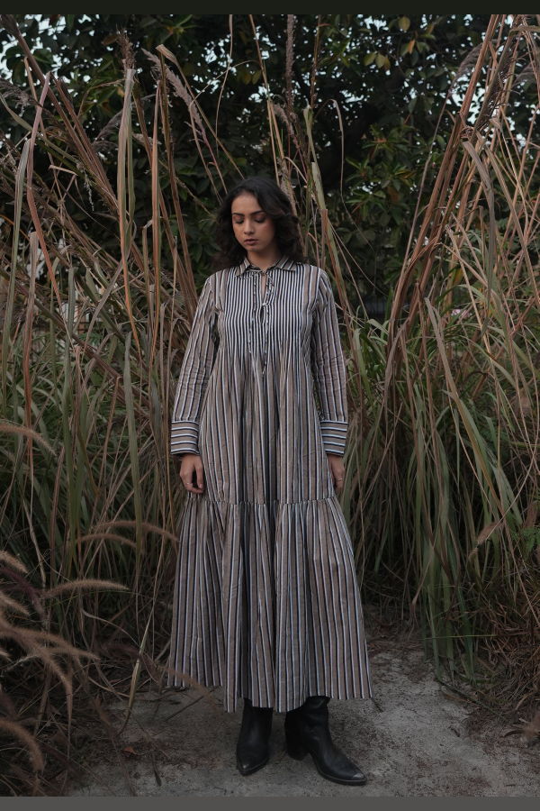 IKKIVI Akari Striped Dress - Brown