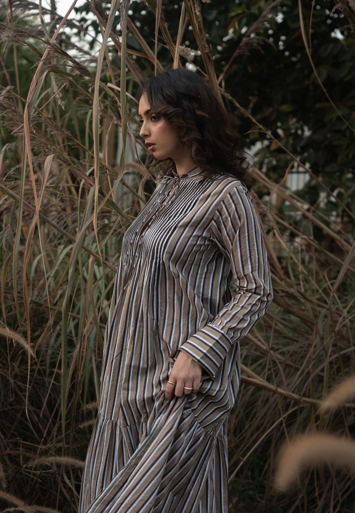 IKKIVI Akari Striped Dress - Brown - Image 3 of 8