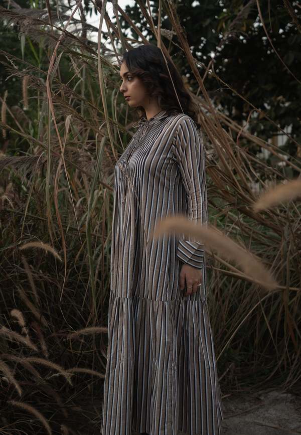 IKKIVI Akari Striped Dress - Brown