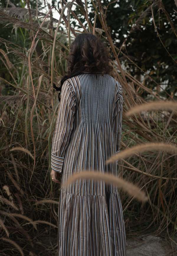 IKKIVI Akari Striped Dress - Brown