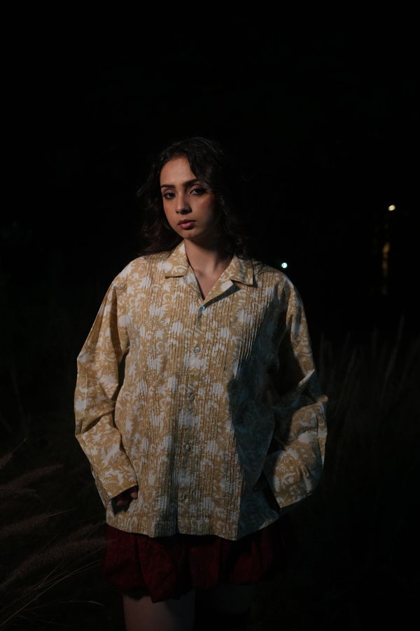 IKKIVI Kiro Cuban Collared Shirt - Beige