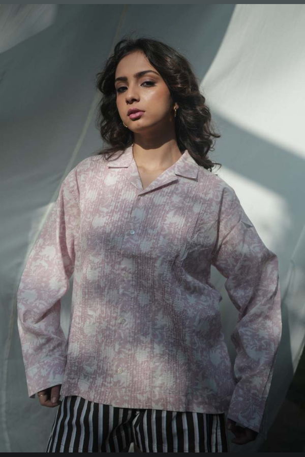 IKKIVI Kiro Cuban Collared Shirt - Blush Pink