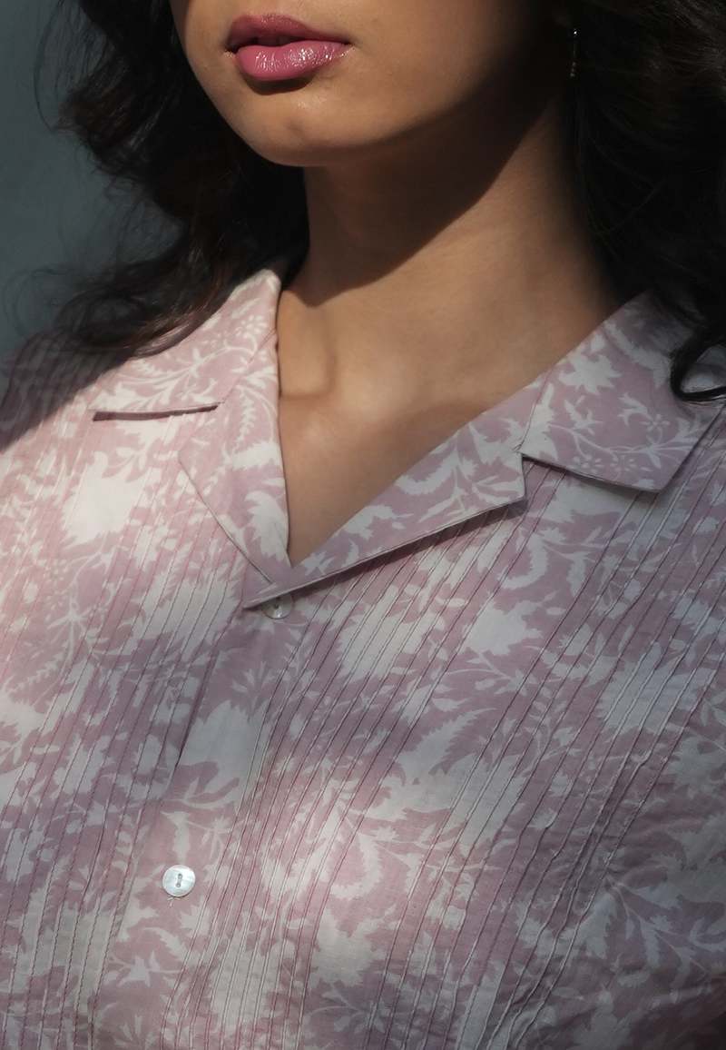 IKKIVI Kiro Cuban Collared Shirt - Blush Pink