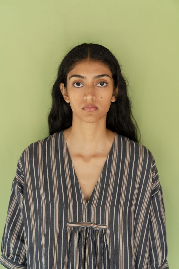 Runaway Bicycle Irene Dress - Indigo/White Stripe