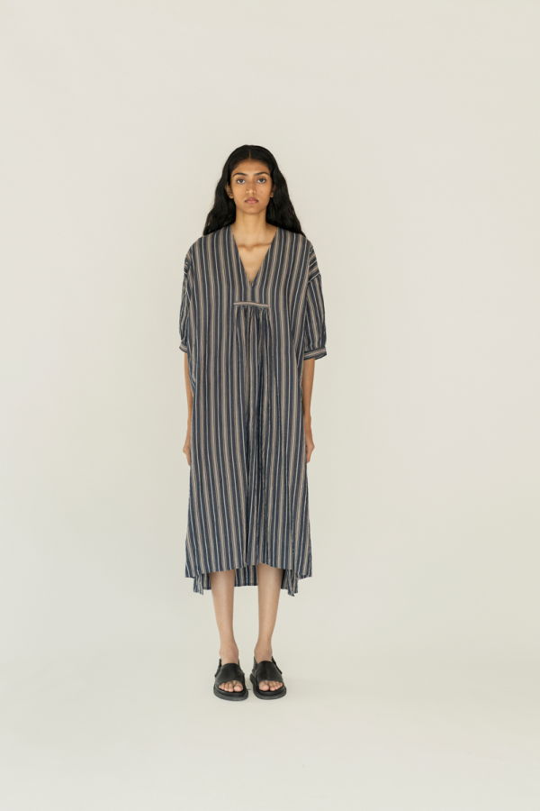 Runaway Bicycle Irene Dress - Indigo/White Stripe