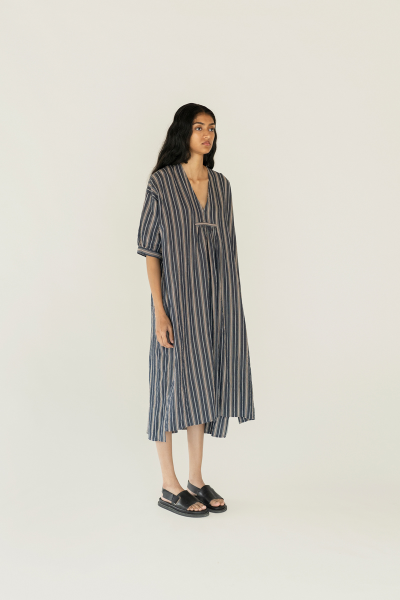 Runaway Bicycle Irene Dress - Indigo/White Stripe