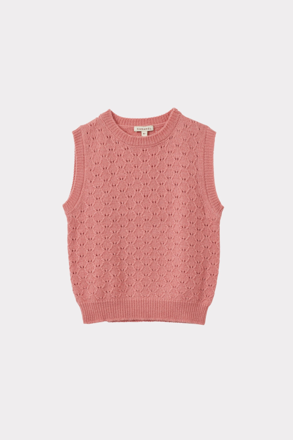 Kids Caramel MOCHO CHILDRENS WOOL AND CASHMERE VEST - PINK