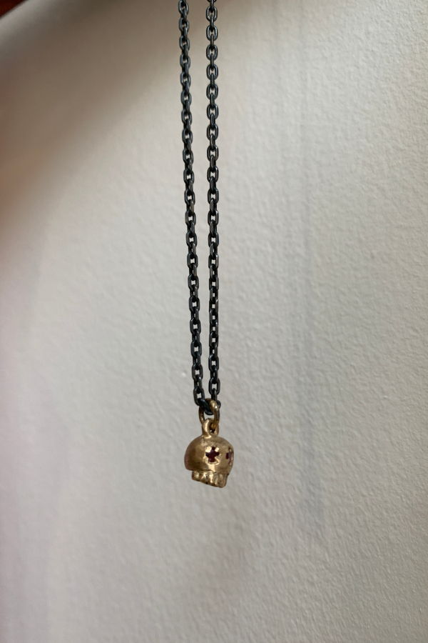 Elaine Ho 14K Gold Skull Necklace