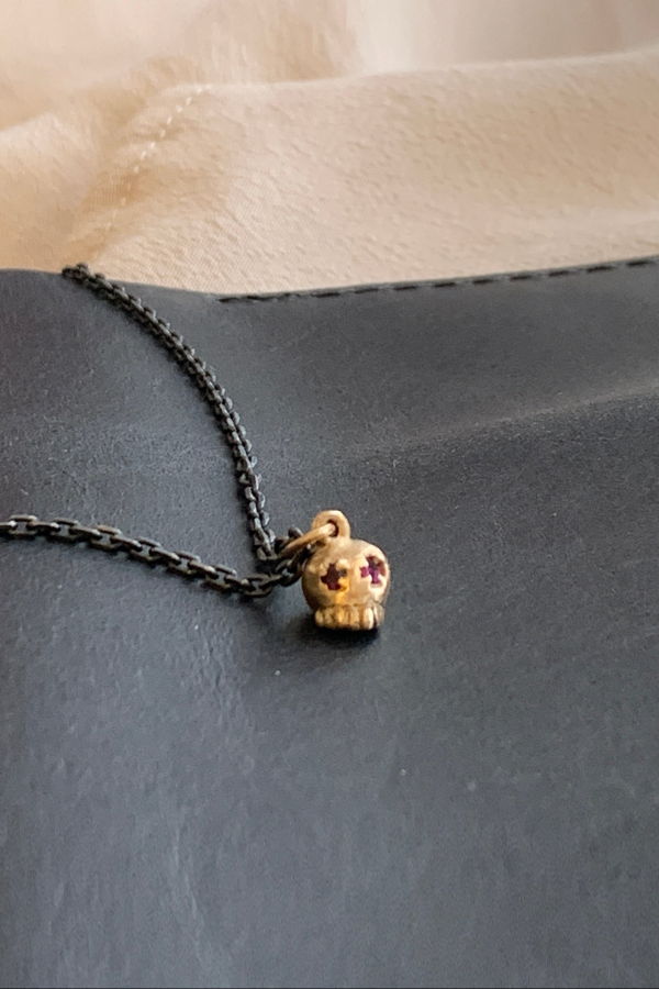 Elaine Ho 14K Gold Skull Necklace