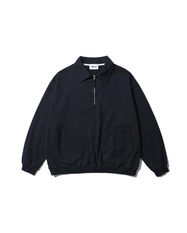 Anglan Boxing Pocket Collar Sweatshirt - Navy