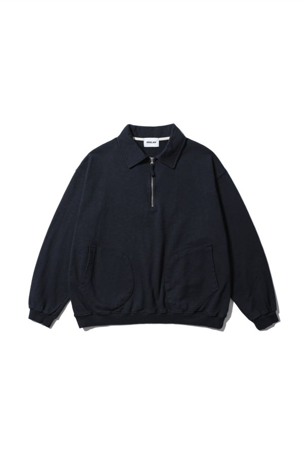 Anglan Boxing Pocket Collar Sweatshirt - Navy